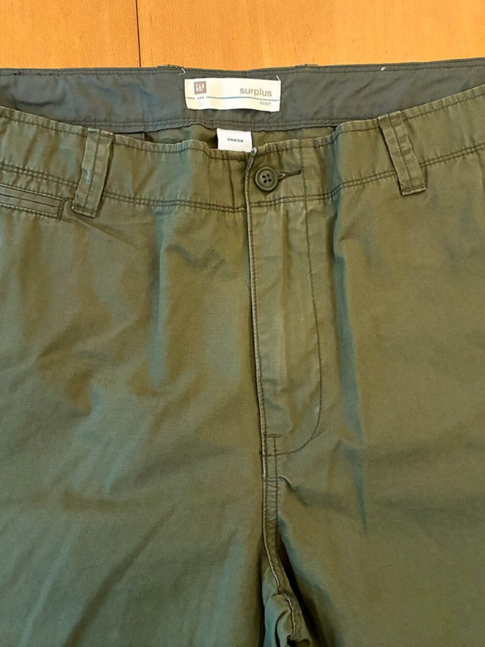 GAP Surplus Casual Mens Pants, 100% Cotton, Olive, 38 x 30
